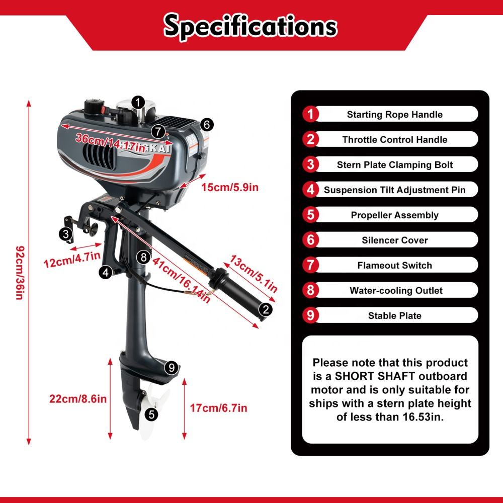 Fishing Boat Outboard Motor - 限定販売 新品 HANGKAI 2ストローク ブラック 3.5HP