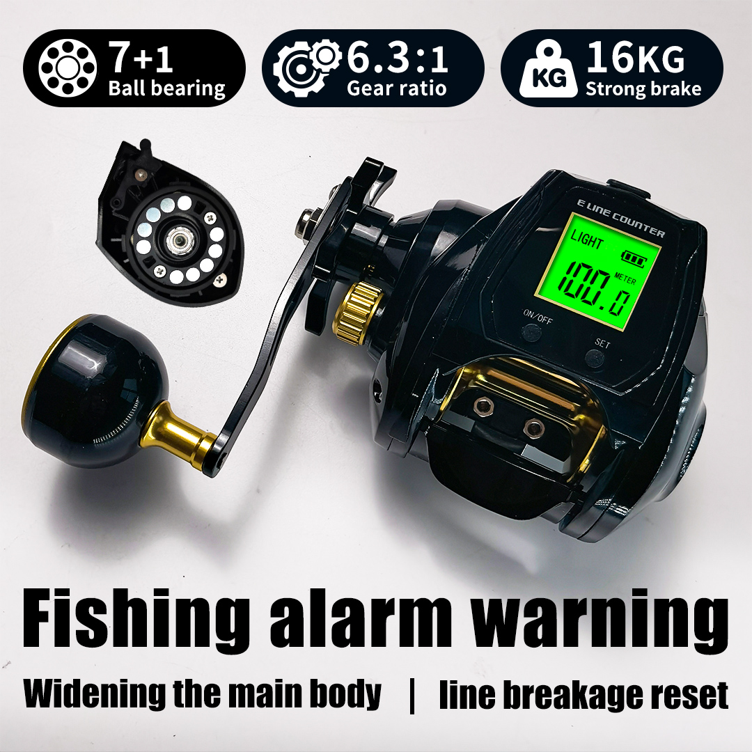 Fishing Boat Steering Wheel - 16キロの制動力、6.3:1のギア比、7+1ベアリング、大型ワイドボディデジタルディスプレイ搭載の釣り用リール